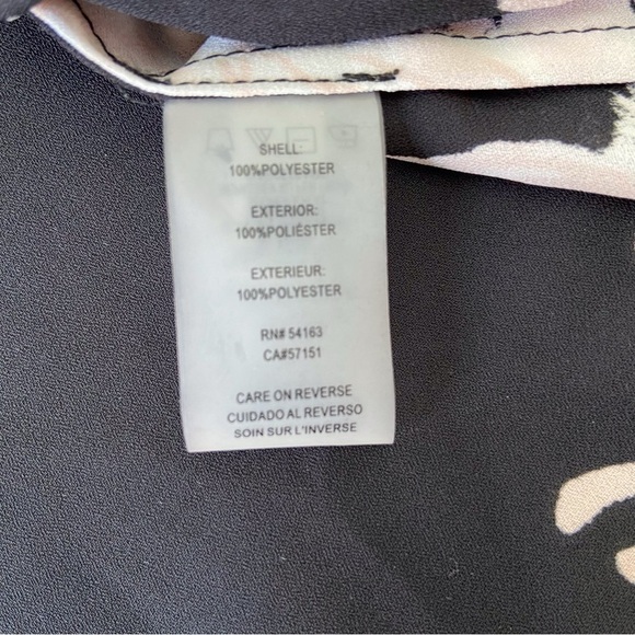 KARL Lagerfeld floral crepe blouse black pink ecru white pearls embellishments - Picture 9 of 16